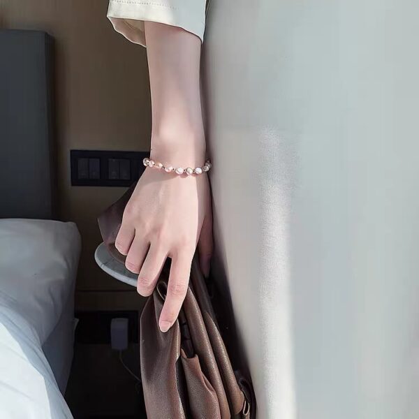 Pink Pearl Chain Bracelet - Image 2
