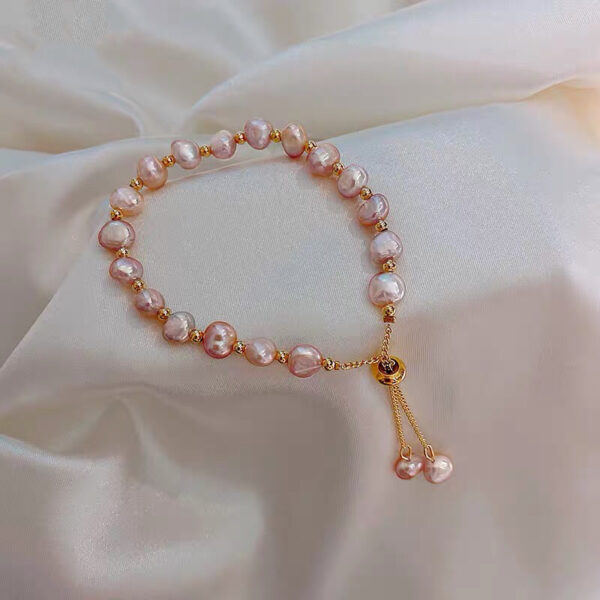 Pink Pearl Chain Bracelet