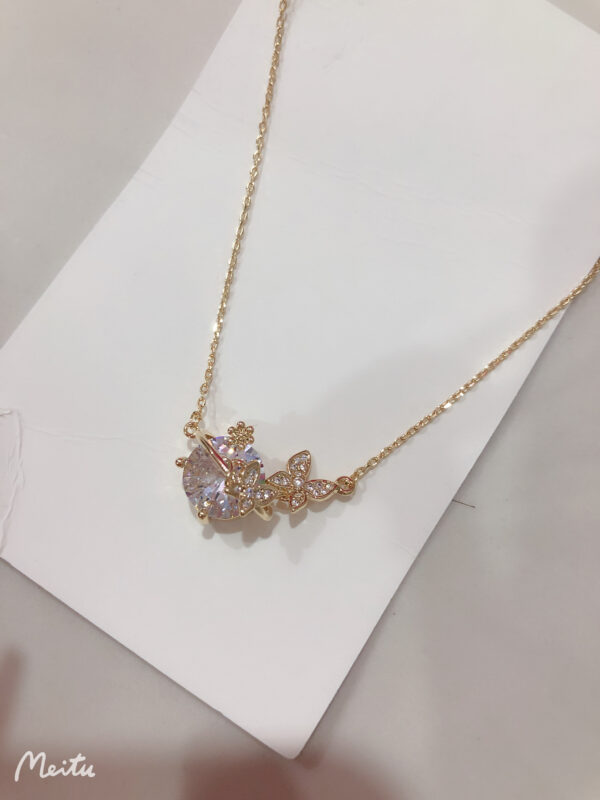 Simulated Diamond Butterfly Necklace Style